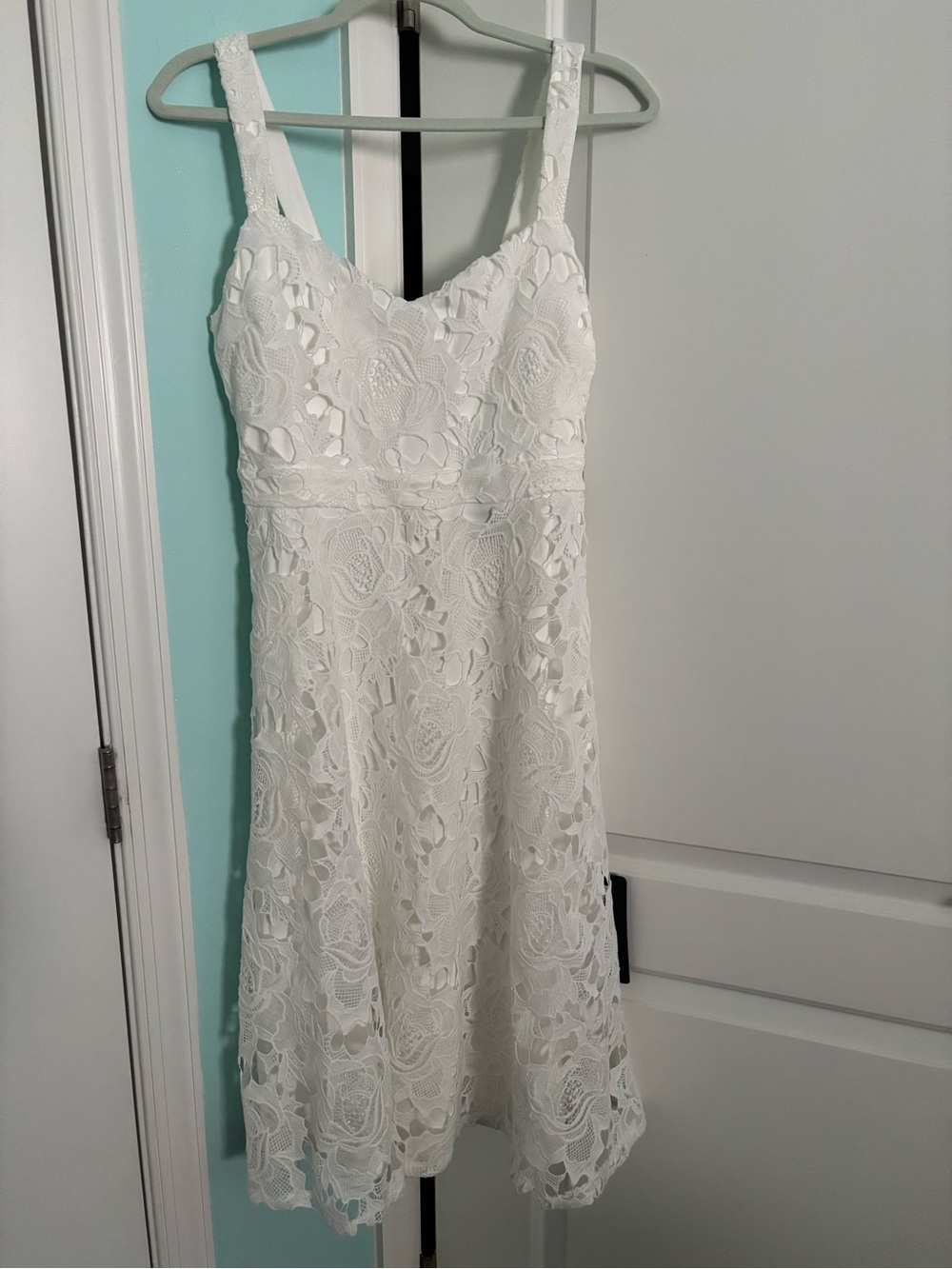 Lulu's White Floral Lace Midi Dress with V-Neck